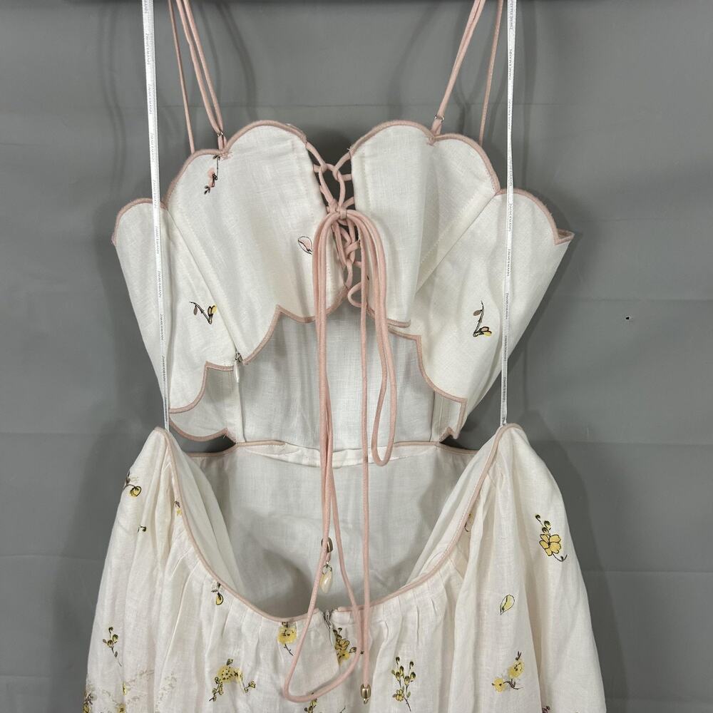 Zimmermann Dress 3 Large Jude Peach Gradient Floral Scalloped Midi Romantic Chic - Picture 11 of 16